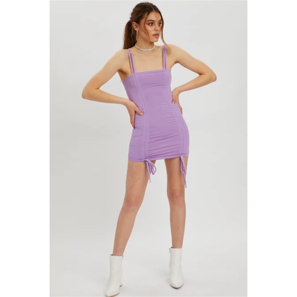 🌸 Purple Ruched Dress